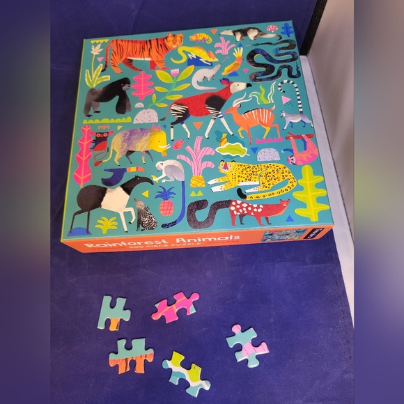 Lot Of 2 Jigsaw Puzzles 500 PC Rainforest (Mudpuppy) & African Animals (Buffalo) - Picture 3 of 11